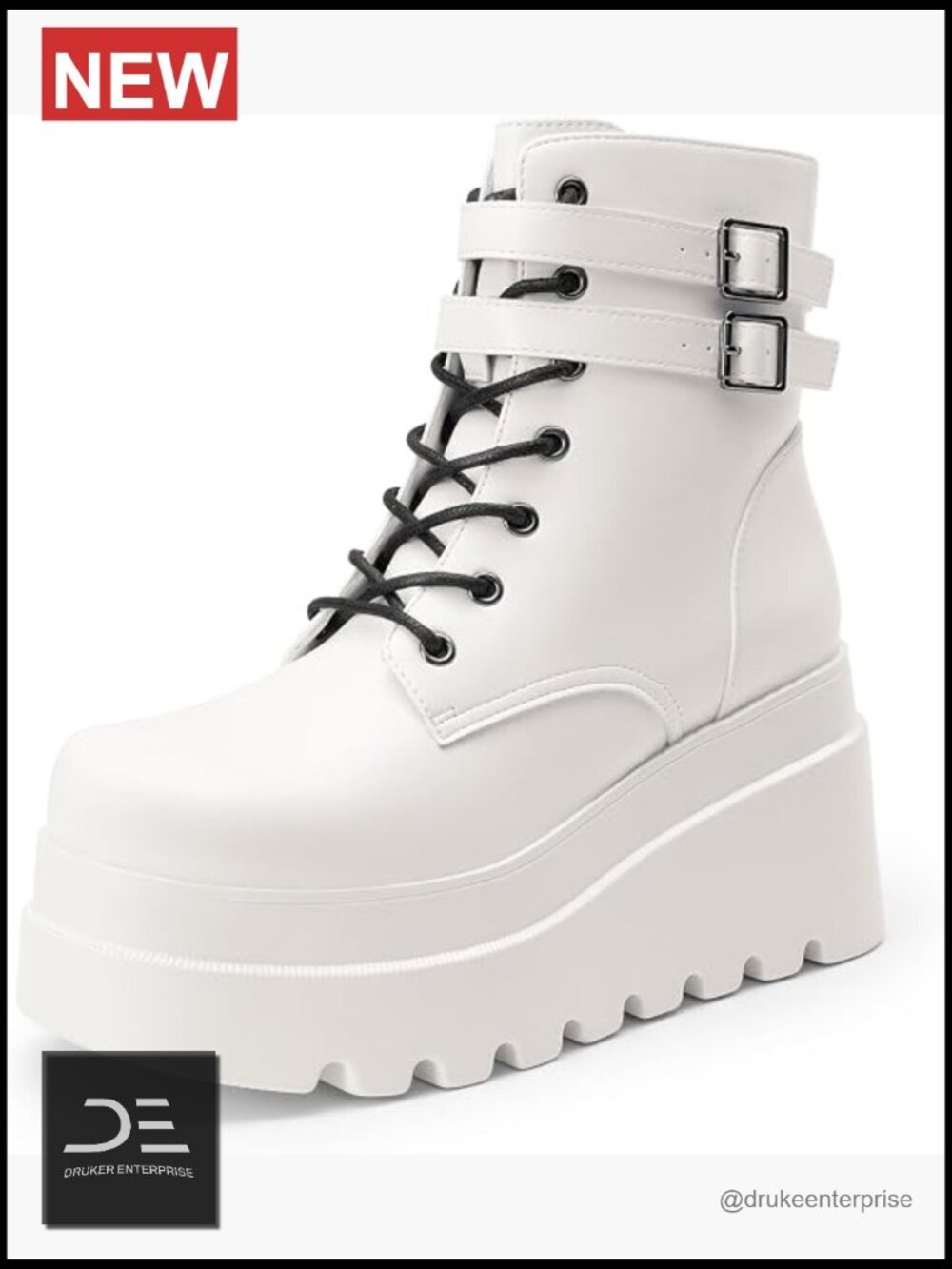 Chunky Platform Combat Ankle Boots Lace Up Goth Motorcycle Booties